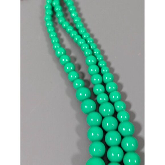 Charming Charlie Green Triple Strand Beaded Statement Bib Necklace 21" - Picture 4 of 7